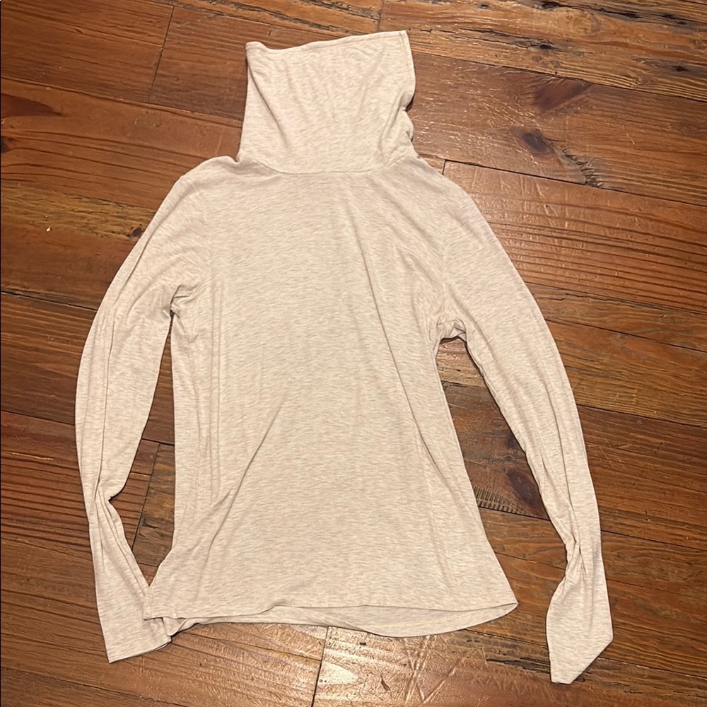 CAbi Light Beige Turtleneck Top